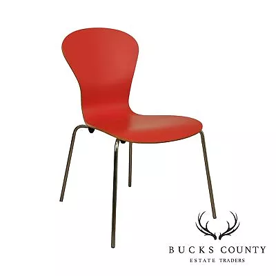 Knoll Studio Sprite Red Molded Plywood Chrome Base Side Chair • $295
