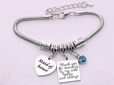 Maid Of Honor Charm Bracelet - 925 Sterling Silver • $18.64