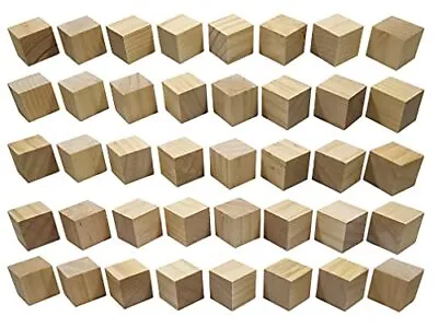 40 Pack Unfinished Birch Wood Blocks 1.5 Inch Natural Wooden Cubes With Smoo... • $19.99