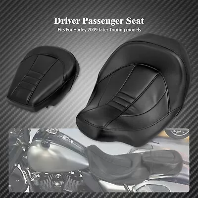 Black Low Profile Driver Passenger Seat Pillion Stitching Fit For Touring 09-23 • $114.94