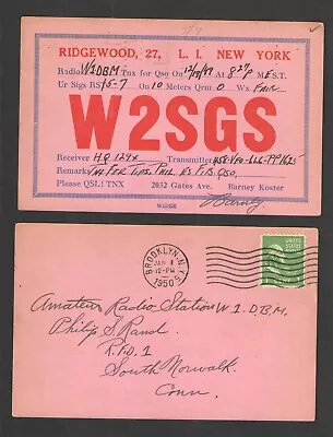 1950 W2sgs Qsl Card Ridgewood Long Island Ny Used Usa • $2.50