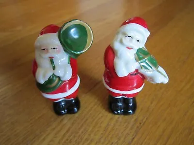 $24.95 • Buy Vtg Santa Salt & Pepper Shakers Green Horn Tuba Violin Christmas Musicians