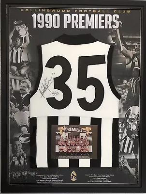 $1190 • Buy PETER DAICOS Signed Jumper Collingwood Magpies AFL 1990 Premiers Framed COA