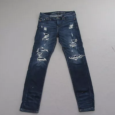 American Eagle Mens Airflex Jeans Size 30 X 30 Blue Skinny Distressed Pocket • $23.42