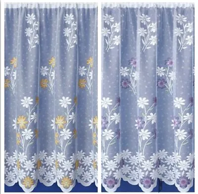 Maple Textiles Primrose Daisy White Lace Net Curtain Sold By The Metre 2 Colours • £4.20