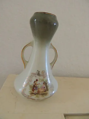 Antique Victoria 5 3/4   Vase/ Light Green  24 K Gold 1920   3  3/4 W The Bottom • $15