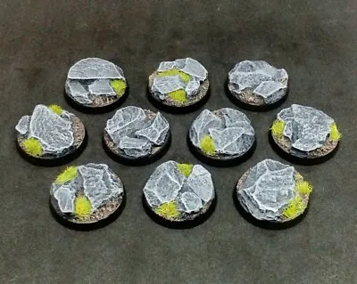 25mm PAINTED Resin Bases X10 Rock Slate Stone Warhammer 40k Age Of Sigmar  • £9.99