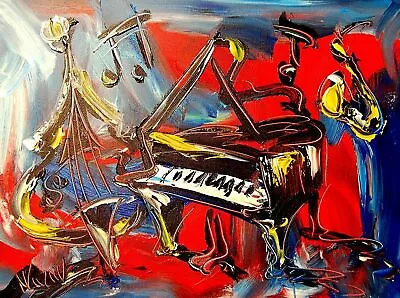 POP ART MUSIC  Painting MOTHER DAY GIFT  Modern  Original Oil Abstract BY KAZAV • $57.77