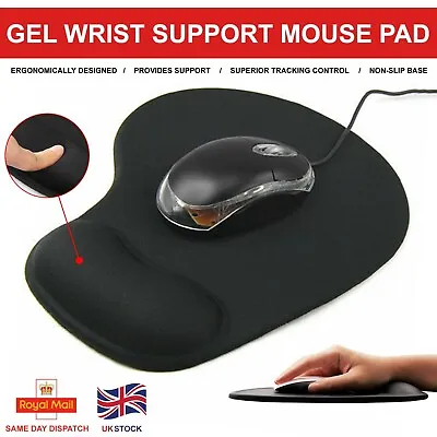 £3.99 • Buy Mouse Mat Gaming Anti-Slip Large Pad PC, Computer Foam Black Wrist Support UK