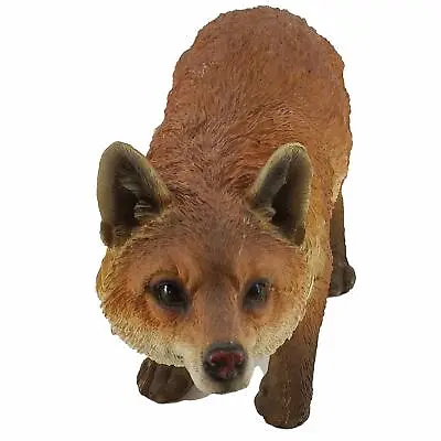 Realistic 40cm Fox Resin Garden Statue - Hand Painted Figurine Lawn Ornament • £49.99