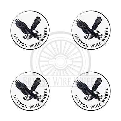 Dayton Eagle Chrome & White Metal Wire Wheel Chip Emblems Size 2.25  Set Of 4 • $107.99