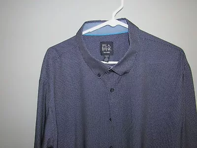 JOS A BANK Mens Traveler Shirt Sz XXL Blue White Polka Dot Tailored Fit • $14.99