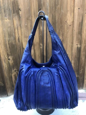 $49.99 • Buy Treesje Rebel Blue Leather Hobo Shoulder Handbag Purse Nice