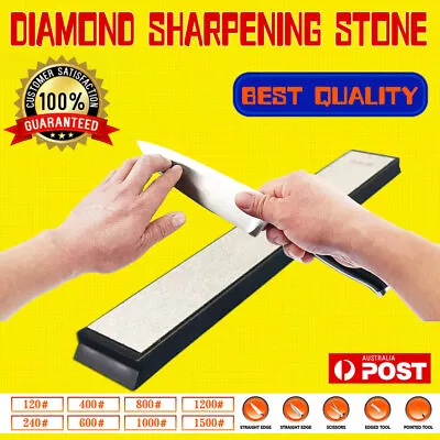 Pro Kitchen Knife Sharpener Sharpening Grit Stone Edge Diamond Whetstone Tool AU • $9.40