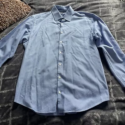 M&S Autograph Blue Pure Cotton Long Sleeve Shirt 16.5” • £5