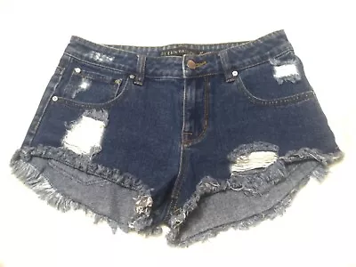P.S. Erin Wasson Knit Pockets Distressed Denim Shorts Women's Size 27 • $6.29