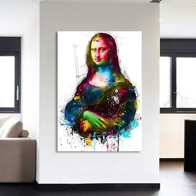 Colorful Mona Lisa Modern Abstract Framed 1 Panel Piece Canvas Wall Art Painting • $59