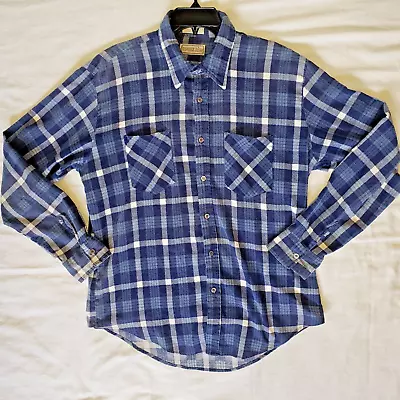 Timber Run Plaid Button Mens Large Shirt Blue Long Sleeve Vintage 90s Flannel • $14.99