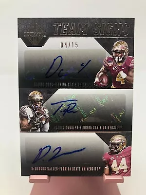 2017 Panini Majestic Team Signs Florida State Cook Rudolph Walker Auto 04/15 • $99