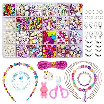 WONDERFORU Children DIY Beads For Jewellery Bracelet Necklaces String Making Art • £13.84