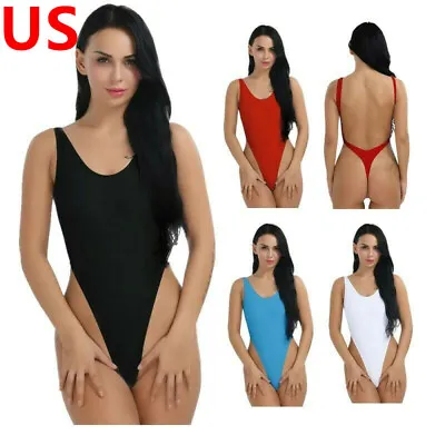 US_Sexy Women High Cut Bikini Leotard Thong Bodysuit Swimsuit One-Piece Swimwear • $6.98