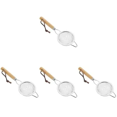  4 Pack Cocktail Strainer Flour Sieving Tool Wooden Handle Sieve Household • £15.75