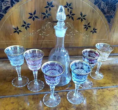Vintage 8 Piece Nachtmann Echt Bleikristall Crystal Wine Glasses With Decanter • $199.99