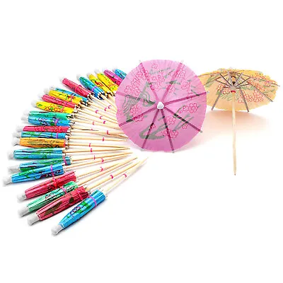 AKORD 24 Mixed Paper Cocktail Umbrellas Parasols Party Drinks • £2.49