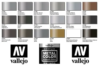 Vallejo Metal Color Acrylic Hobby Paint / Metal Varnish / Primer : 32 Ml Bottles • $5.99