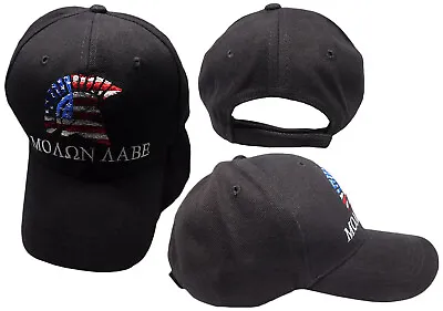 Molon Labe USA Spartan Helmet Side View Black 100% Cotton Embroidered Hat Cap • $11.88