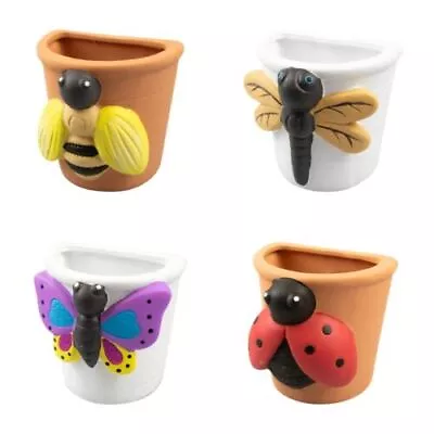 Hanging Insect Wall Planters Pots Clay Decoration Garden Bee Ladybird Butterfly • £8.95