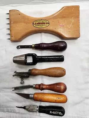 7 LEATHER WORKING TOOLS 3 Vintage C. S. Osborne & Co. & 3 Unmarked & 1 X-Acto • $49