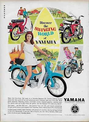 1966 Yamaha Motorcycles Twin Jet 100 Swinging World Retro Vintage Print Ad • $10.99