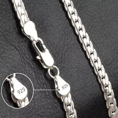 925 Sterling Silver Filled 5MM Flat Snake Chain Necklace For Woman Men Jewelry • $2.51