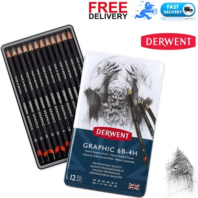 £12.49 • Buy Derwent34214 Graphic Medium Graphite Drawing Pencils, Set Of 12 Quality, Black