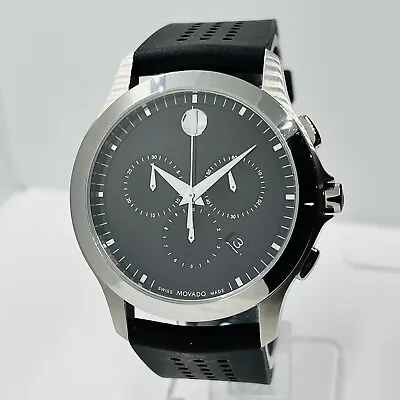 Movado Museum Sport Men's Chrono Steel Silver 42mm Sapphire Crystal Swiss Watch • $320