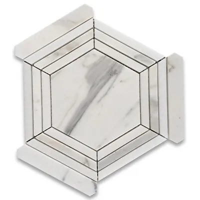 G35EXH Calacatta Gold Marble Hexagon Georama Mosaic Tile Thassos White Honed • $13.99