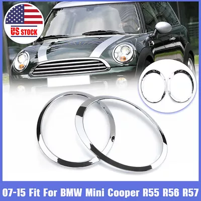 Chrome Headlight Lamp Trim Ring Bezel Cover For Mini Cooper R55 R56 2007~2015 • $24.98