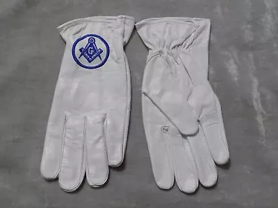 White Leather Master Mason Gloves Square Compass Ceremonial Dress NEW • $25