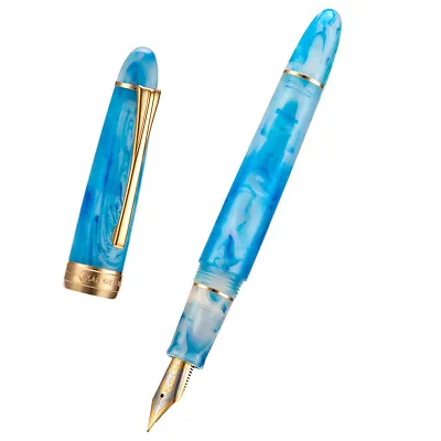 KAIGELU 356 Blue White Acrylic Fountain Pen EF/F/M Nib With Ink Converter • $26.50