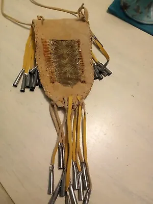 Native American Leather Medicine Pouch With Rattlesnake Skin And Fringe • $69.99