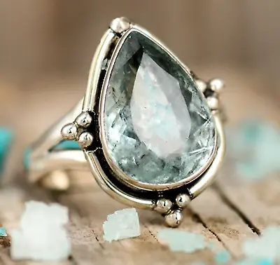 $16.01 • Buy Aquamarine Gemstone 925 Sterling Silver Handmade Stylish Ring All Size MO0001