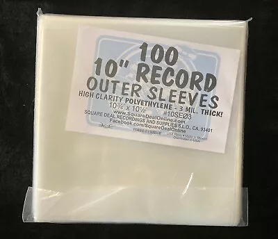 100 Outer Sleeves 10  LP Records And/or 10  78RPM 3 MIL HD 10 3/4  X 10 1/2   • $39.95