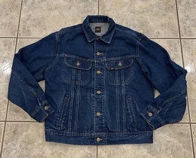 Vintage Mens 42-44 LEE Riders Buddy Blue Jean Denim Unlined Trucker Jacket EUC • $39.99