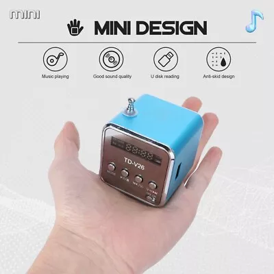 Portable Mini Digital FM Radio Stereo Speaker MP3 Player TF Card Rechargeable UK • £13.79