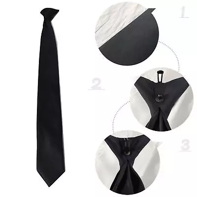 1PCS Black Clip On Tie Security Tie Doorman Steward Matte Tie Funeral Black J5D7 • $2.39