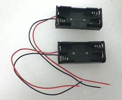 (Lot Of 2)  AAA Plastic Battery Holder Box Case W/Wire Leads Holds 2 Batteries • $8