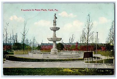 C1910 Fountain In Penn Park York County Pennsylvania PA Antique Postcard • $14.98