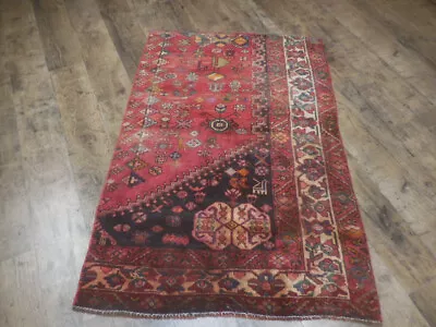 Turkish Vintage RugFarmhouse Oriental Hand Made Geometric Rug 2.9x4.2 • $0.99