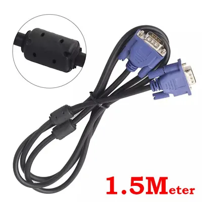 £3.10 • Buy 1.5 Meter VGA / SVGA 15 Pin PC Computer Monitor LCD Extension Cable Male To Male